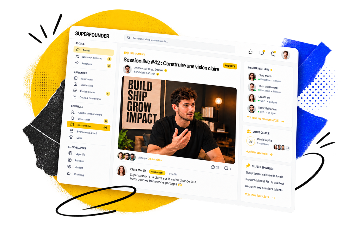 L'espace membre Superfounder : session live hebdomadaire de la communauté